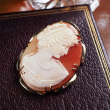 Load image into Gallery viewer, Vintage 9K Gold Cameo Brooch with Hand Engraved Maiden Head - c.1966
