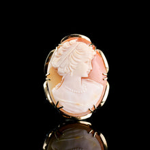 Load image into Gallery viewer, Vintage 9K Gold Cameo Brooch with Hand Engraved Maiden Head - c.1966