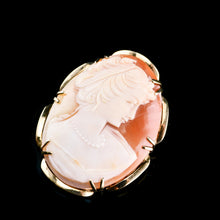 Load image into Gallery viewer, Vintage 9K Gold Cameo Brooch with Hand Engraved Maiden Head - c.1966