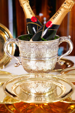 Load image into Gallery viewer, Antique Georgian Irish Solid Silver Large (1kg+) Two Handled Cup/Wine Cooler with Beautiful Floral Chasing - Dublin 1726