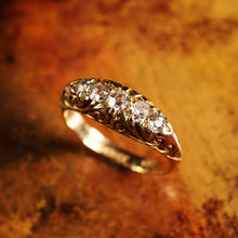 Load image into Gallery viewer, Antique Edwardian 18K Gold Engraved & 5 Diamond Ring - 1908