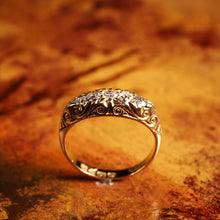 Load image into Gallery viewer, Antique Edwardian 18K Gold Engraved & 5 Diamond Ring - 1908