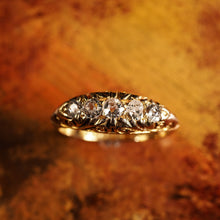Load image into Gallery viewer, Antique Edwardian 18K Gold Engraved & 5 Diamond Ring - 1908