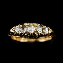 Load image into Gallery viewer, Antique Edwardian 18K Gold Engraved & 5 Diamond Ring - 1908