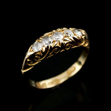 Load image into Gallery viewer, Antique Edwardian 18K Gold Engraved & 5 Diamond Ring - 1908