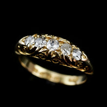 Load image into Gallery viewer, Antique Edwardian 18K Gold Engraved & 5 Diamond Ring - 1908