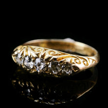 Load image into Gallery viewer, Antique Edwardian 18K Gold Engraved & 5 Diamond Ring - 1908