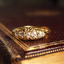 Load image into Gallery viewer, Antique Edwardian 18K Gold Engraved & 5 Diamond Ring - 1908
