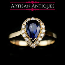 Load image into Gallery viewer, A Stunning 14K Gold Sapphire & Diamond Cluster Ring 1.06 Carat
