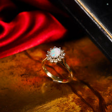 Load image into Gallery viewer, A Stunning Vintage 18K Gold Opal & Diamond Cluster Ring
