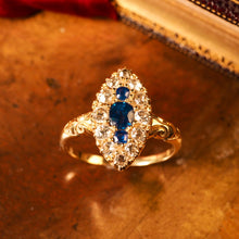 Load image into Gallery viewer, A Marvellous Victorian 18K Gold Sapphire & Diamond Navette Ring