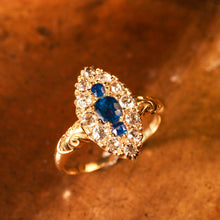 Load image into Gallery viewer, A Marvellous Victorian 18K Gold Sapphire & Diamond Navette Ring