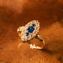 Load image into Gallery viewer, A Marvellous Victorian 18K Gold Sapphire & Diamond Navette Ring