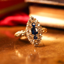Load image into Gallery viewer, A Marvellous Victorian 18K Gold Sapphire & Diamond Navette Ring