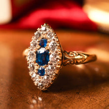 Load image into Gallery viewer, A Marvellous Victorian 18K Gold Sapphire & Diamond Navette Ring