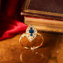 Load image into Gallery viewer, A Marvellous Victorian 18K Gold Sapphire & Diamond Navette Ring
