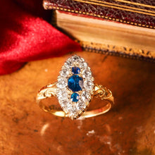 Load image into Gallery viewer, A Marvellous Victorian 18K Gold Sapphire & Diamond Navette Ring