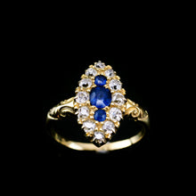 Load image into Gallery viewer, A Marvellous Victorian 18K Gold Sapphire & Diamond Navette Ring