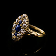 Load image into Gallery viewer, A Marvellous Victorian 18K Gold Sapphire & Diamond Navette Ring