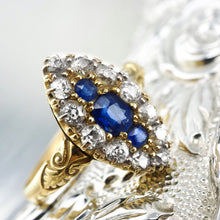 Load image into Gallery viewer, A Marvellous Victorian 18K Gold Sapphire & Diamond Navette Ring