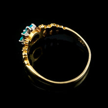 Load image into Gallery viewer, Vintage 18K Gold Turquoise & Diamond Cluster Ring