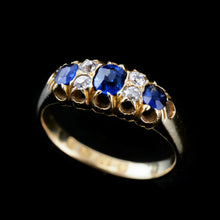 Load image into Gallery viewer, Antique Victorian 18K Gold Sapphire & Diamond Ring - Chester 1882