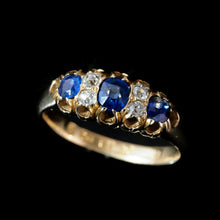 Load image into Gallery viewer, Antique Victorian 18K Gold Sapphire & Diamond Ring - Chester 1882