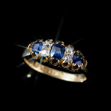 Load image into Gallery viewer, Antique Victorian 18K Gold Sapphire & Diamond Ring - Chester 1882