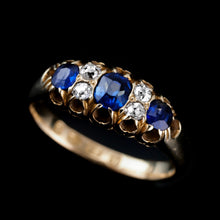 Load image into Gallery viewer, Antique Victorian 18K Gold Sapphire & Diamond Ring - Chester 1882