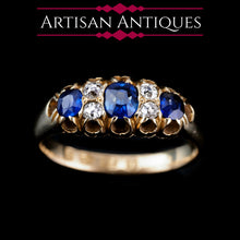 Load image into Gallery viewer, Antique Victorian 18K Gold Sapphire & Diamond Ring - Chester 1882