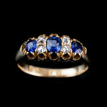 Load image into Gallery viewer, Antique Victorian 18K Gold Sapphire & Diamond Ring - Chester 1882