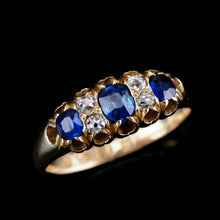Load image into Gallery viewer, Antique Victorian 18K Gold Sapphire & Diamond Ring - Chester 1882