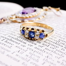 Load image into Gallery viewer, Antique Victorian 18K Gold Sapphire & Diamond Ring - Chester 1882