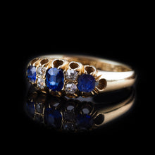 Load image into Gallery viewer, Antique Victorian 18K Gold Sapphire & Diamond Ring - Chester 1882