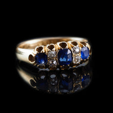 Load image into Gallery viewer, Antique Victorian 18K Gold Sapphire & Diamond Ring - Chester 1882