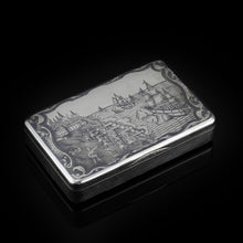 Load image into Gallery viewer, Antique Imperial Russian Silver Niello Snuff Box Naval Ship Battle Scene - T.Botkov 1855