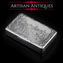 Load image into Gallery viewer, Antique Imperial Russian Silver Niello Snuff Box Naval Ship Battle Scene - T.Botkov 1855
