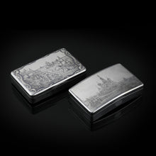 Load image into Gallery viewer, Antique Imperial Russian Silver Niello Snuff Box Kremlin Scene - Vasili Semenov 1863