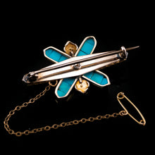 Load image into Gallery viewer, Stunning Antique Victorian 14K Gold Turquoise, Pearl & Diamond Brooch