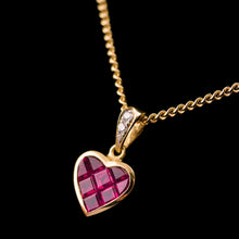 Load image into Gallery viewer, A Vintage Ruby & Diamond 18K Gold Heart Shaped Necklace