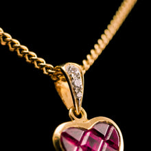 Load image into Gallery viewer, A Vintage Ruby & Diamond 18K Gold Heart Shaped Necklace