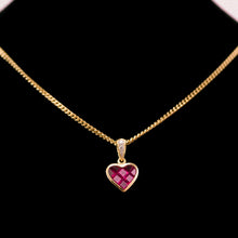 Load image into Gallery viewer, A Vintage Ruby & Diamond 18K Gold Heart Shaped Necklace