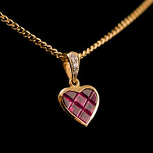 Load image into Gallery viewer, A Vintage Ruby & Diamond 18K Gold Heart Shaped Necklace