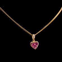 Load image into Gallery viewer, A Vintage Ruby & Diamond 18K Gold Heart Shaped Necklace