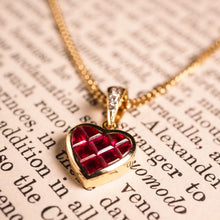 Load image into Gallery viewer, A Vintage Ruby & Diamond 18K Gold Heart Shaped Necklace