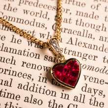 Load image into Gallery viewer, A Vintage Ruby & Diamond 18K Gold Heart Shaped Necklace