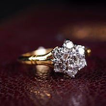 Load image into Gallery viewer, A Brilliant 18K Gold & Diamond Cluster/Flower Ring