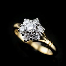 Load image into Gallery viewer, A Brilliant 18K Gold & Diamond Cluster/Flower Ring