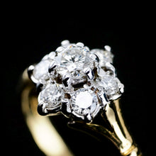 Load image into Gallery viewer, A Brilliant 18K Gold & Diamond Cluster/Flower Ring
