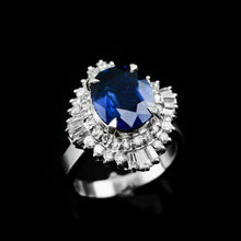 Load image into Gallery viewer, A Magnificent Large Sapphire & Diamond Platinum Ring